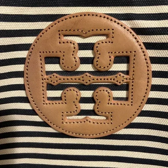 Tory Burch Navy and Ivory striped tote - good condition! - Picture 7 of 9